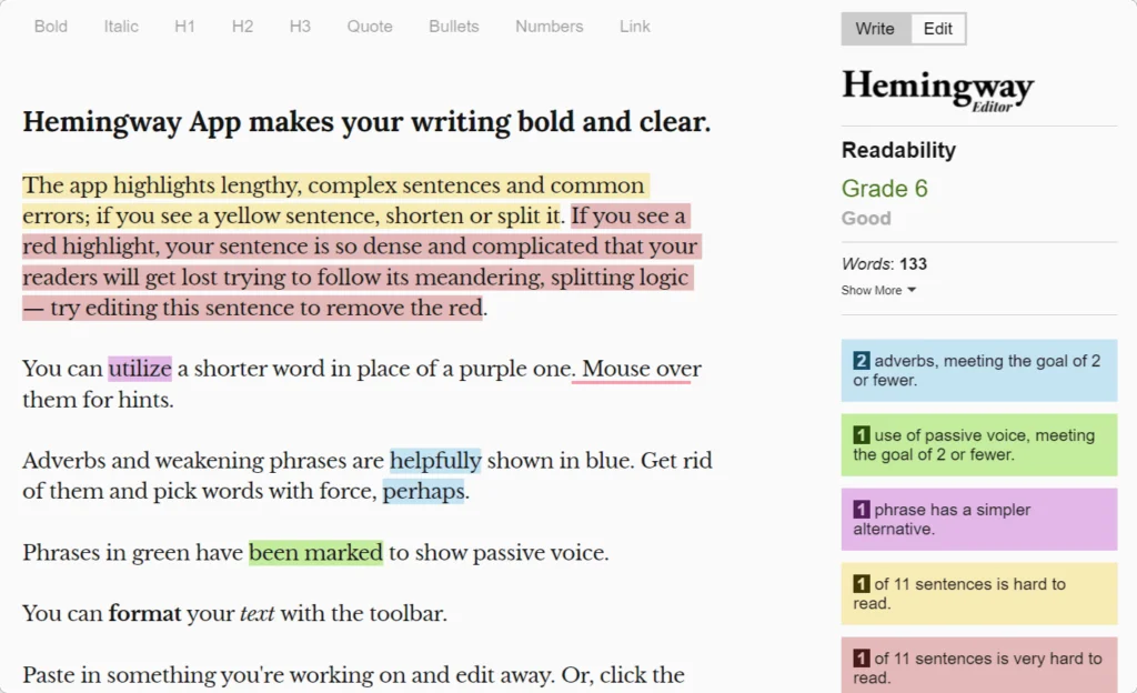 Hemmingway content editor Hemmingway content editor